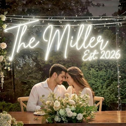 Custom Wedding Neon Sign, Personalized Large Light Up LED Neon Signs for Wall Decor, Neon Name Sign with Remote Control Customizable for Bar Business Coffee Music Events, Birthday Gifts - Image 1