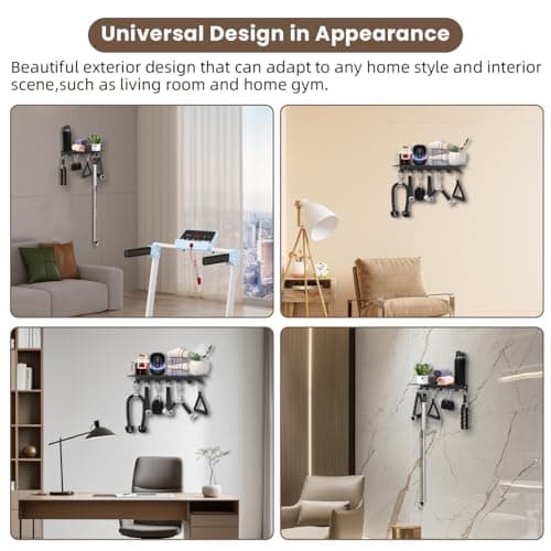 Floating Shelf Organizer Compatible with Tonal Accessories Wall Mount Hanger with Hooks T-Lock Adapters Home Gym Weight Storage Equipment Metal Rack Holder Bracket Hanger Workout Fitness (Classic) - Thumbnail 5
