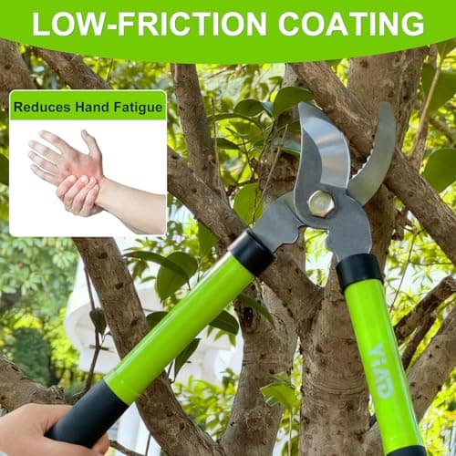 2Pcs High Carbon Steel Bypass Hand Loppers & SK5 Pruning Shears Set - Thumbnail 6