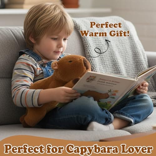 NIUBEHOHO Weighted Heating Capybara Stuffed Animal - 2.2lb Weighted Heated Stuffed Animals 17in Microwave Warmth Hugs Capybara Plush Unscented Heatable & Coolable Pads for Kids Girl Adult - Thumbnail 2