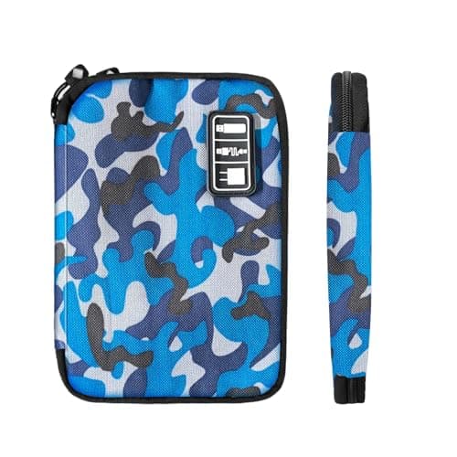 Lcsmaokin Electronics Travel Organizer,Portable Waterproof Electronic Travel Storage Bag for Small Charging Cord Storage,Charger,SD Card etc,for Travel,Business-Blue Camouflage - Thumbnail 2