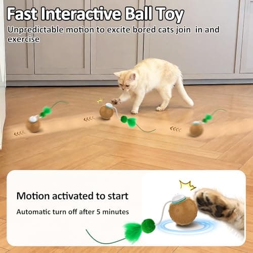 BENTOPAL Cat Toys for Indoor Cats, Interactive Ball & 9 Holes Play Mat, Hide-n-Seek Exercise Game, Automatic Ball in Pouch, Mouse Squeaky Stimulating Toy, Motion Activated Kitten Enrichment Toys - Thumbnail 5
