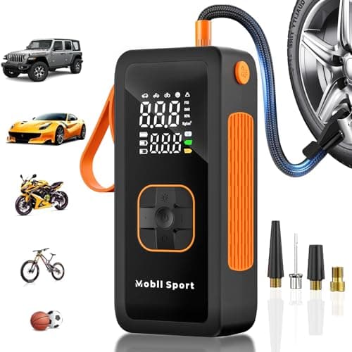 Tire Inflator Portable Air Compressor, 180 PSI Air Pump For Car Tires with Digital Pressure Gauge, LED Light and Auto Shut-Off Function - Cordless Pump for Car, Motorcycle, Bicycle, Balls and More