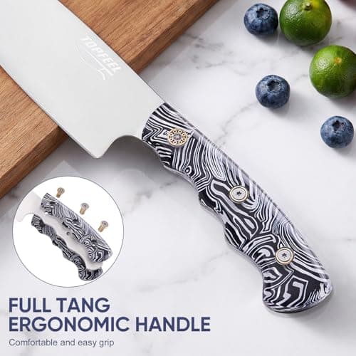 Topfeel 3PCS Professional Chef Knife Set, Ultra Sharp Japanese Kitchen Knife, German High Carbon Stainless Steel 8" Meat Cleaver 8" Chef's Knives 5" Utility Knife with Gift Box - Thumbnail 4