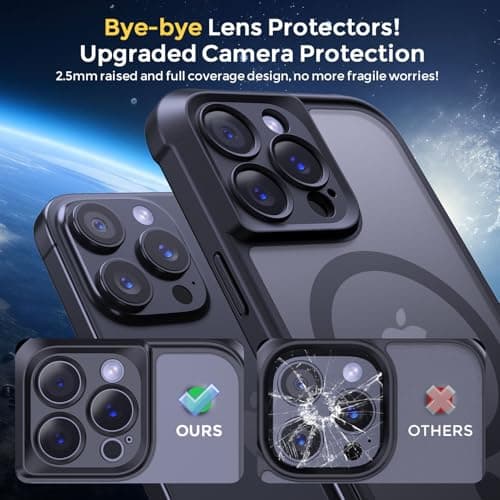 Thomo Magnetic for iPhone 16 Pro Case, [Full Camera Protection] [Compatible with Magsafe] Military-Grade Shockproof, Anti-Fingerprint Translucent Matte Phone Case,Black - Thumbnail 4