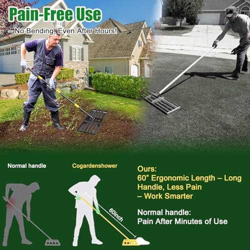 Lawn Leveling Rake - Heavy Duty 30"x10" Stainless Steel Leveler Plate,Reinforced Welds,28-60" Adjustable, Anti Flipping Smooth Edge,for Soil, Dirt,Ground,Yard Top Dressing,Landscaping - Thumbnail 5