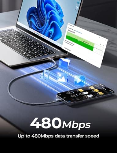 LISEN 240W Short USB C Cable, USB C to USB C Cable for iPhone 17 16 15 Pro Max iPad MacBook Pro Samsung S25, 1.6FT/2 Pack/Midnight - Thumbnail 6