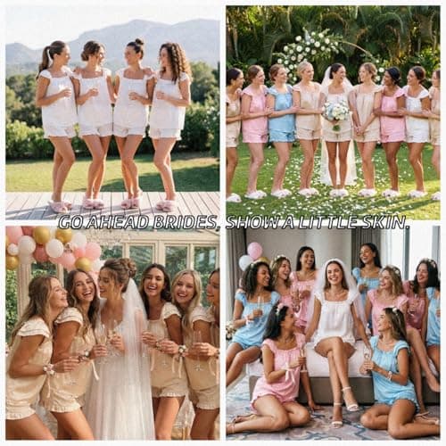 Frcdaunrs Bridal Pajama for Women Set 2 Piece White Silk Pjs Cute Sleeveless Satin Tank Top and Ruffle Pajama Shorts L - Thumbnail 6