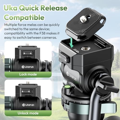 ULANZI JJ06 GlideGo Carbon Fiber Video Tripod, Dual 360° Pan Head, 73.6 inch Max Height, 11 lb Load, UKA Quick Release, Professional Portable Lightweight Travel Tripod with Bag - Thumbnail 4