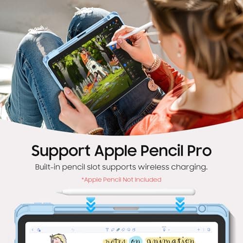 Fintie Hybrid Slim Case for iPad Air 11-inch M4/M3/M2 (2026/2025/2024), iPad Air 5th/4th Generation (2022/2020) 10.9 Inch - Shockproof Cover with Clear Back Shell & Pencil Holder, Sky Blue - Thumbnail 6