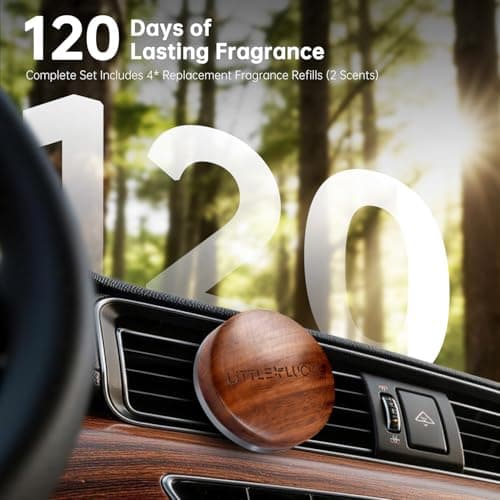 Littlelucky Car Air Freshener, 2 PCS North America Walnut Wood, Car Air Freshener Vent Clip for Hidden Air Vent etc, 4 PCS Scent Refills, 2 Natural Plant Extract Fragrance Long-lasting for 120 Days - Thumbnail 2