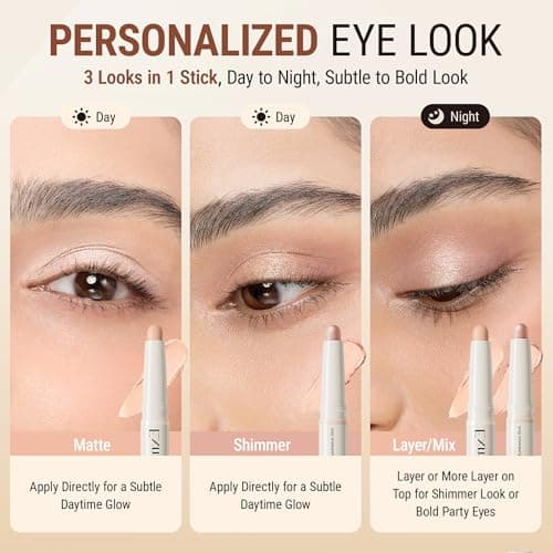 exmiloo Eyeshadow Stick – Dual-Ended Cream Eyeshadow Stick with Matte & Shimmer Shades, Long-Lasting Matte Eye Shadow for Easy Application (Sunrise Latte) - Thumbnail 4