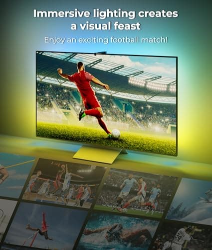 DeckTok LED TV Backlight 11.5ft - TV Lights that Change with Screen for 55-65'' RGB LED Strip Lights Cuttable with Smart App Control Game & Music Sync Color Changing Light for Holiday Decor - Thumbnail 4
