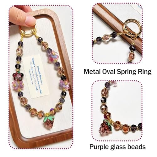 TIANTAIYUE Beaded Phone Charm Strap for Women, Aesthetic Crystal Glass & Pearl Wrist Lanyards, Universal Anti-Lost Detachable Cell Phone Chain for Smartphone Case, Camera, Keys, Gift for Her - Thumbnail 5