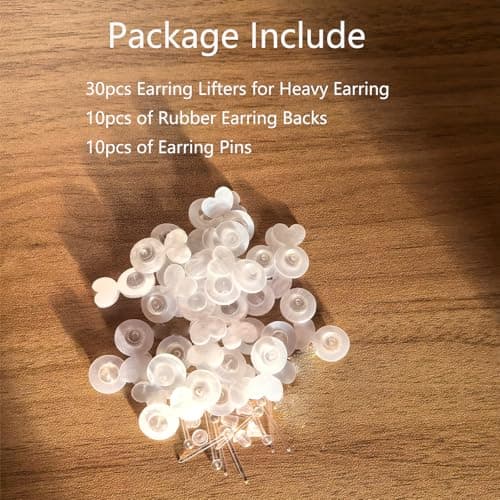 Earring Backs for Heavy Earring Support Backs 30+10+10Pcs Rubber Earring Lifters for Droopy Ears with Clear Earrings Studs Silicone Earring Backs Replacements for Studs Bullet Clutch Earrings Back - Thumbnail 3