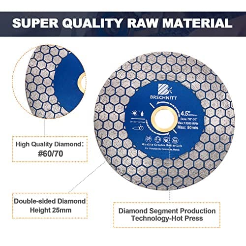 Diamond Granite Cutting Wheel 4.5inch - BRSCHNITT 115mm Vacuum Brazed Angle Grinder Diamond Blade for Dry and Wet Cutting Grinding Porcelain,Tile,Ceramic Tile Stone,Marble,Quartz,Granite - Thumbnail 5