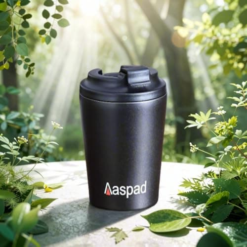 Aaspad Coffee Tumbler 8 Oz-12 Oz Standard Medium Espresso travel mug Stainless Steel Double Wall Vacuum Insulated metal cups with Leak proof lid Thermal or iced Cappuccino Latte Americano Office gift - Thumbnail 5
