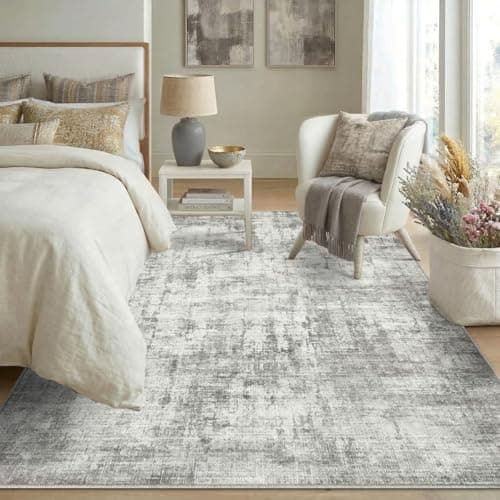Syrlfar Area Rugs 5x7 for Living Room Washable Non Slip Low Pile Dining Room Bedroom Rug Modern Abstract Home Office Decor Grey - Thumbnail 3