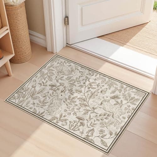 Vintage Living Room Area Rug 2x3 - Large Soft Washable Oriental Traditional Distressed Farmhouse Rugs for Bedroom - Indoor Floor Accent Carpet for Home Office House Decor -Easter Light Brown - Image 1