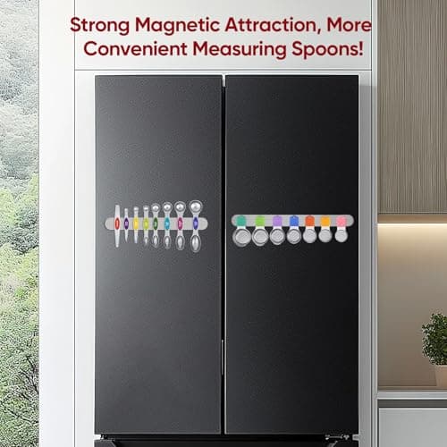 Vfuni Magnetic Measuring Spoons Set with Strong N45 Magnets, Heavy Duty Stainless Steel Metal, Fits in Most Kitchen Spice Jars for Baking & Cooking, BPA Free, Multicolor - Thumbnail 2