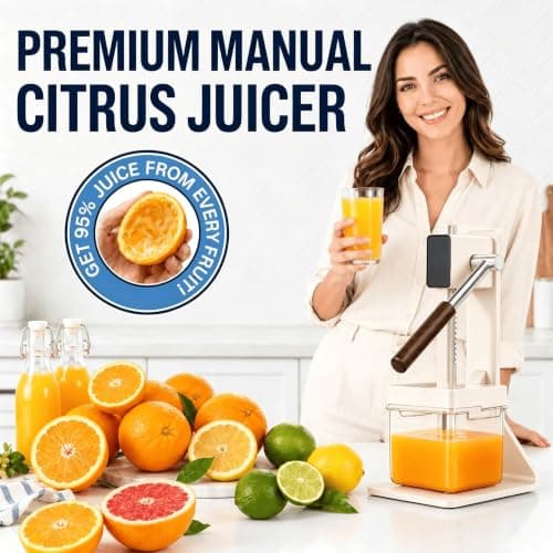 Kundita Premium Aluminum Manual Citrus Juicer, Heavy Duty Hand Squeezer for Fresh Orange Lemon Lime Juice, Perfect for Health Enthusiasts & Home Wellness Kitchens, White - Thumbnail 5