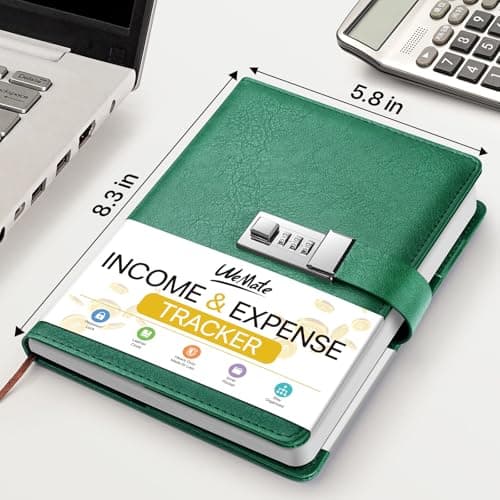 WEMATE Accounting Ledger Book with Lock, Accounting Log, Tracking Income & Expenses Deposits, Expense Tracker Notebook for Small Business Bookkeeping & Personal Use A5 Green 8.5x5.3" - Thumbnail 2