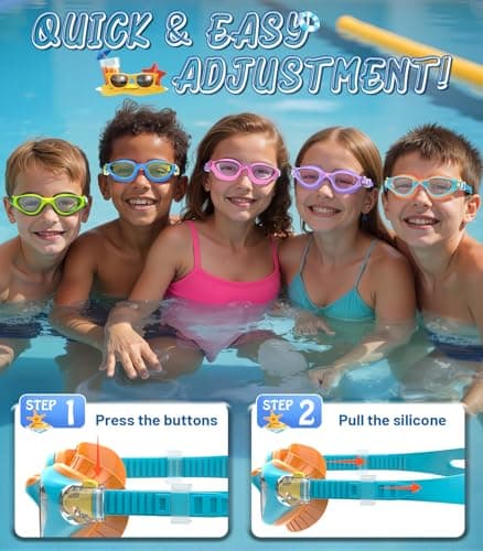 HIGAHY Kids Swim Goggles, Anti-Fog & UV Protection, Leakproof Swimming Goggles for Boys & Girls Ages 6–14 – Comfortable Fit, Wide Clear View, Adjustable Strap - Thumbnail 6