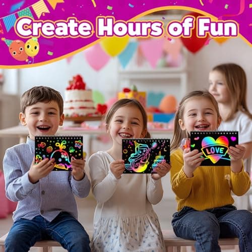 Party Favors for Kids 4-8-12: 24 Pack Scratch Rainbow Art Crafts Notebook, Coloring Book Goodie Bags Stuffers Kit, Bulk Birthday Gift Classroom Prizes Girl Boy Toddler - Thumbnail 6