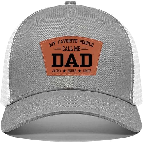 Custom Dad Hat Gifts for Men Christmas Father's Day Birthday Adjustable Carve Leather Pattern Baseball Cap Trucker Hat