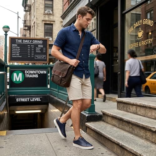 Coostar Mens Casual Shoes Comfortable Dress Sneakers Classic Lace-up Shoe Lightweight Navy Size 9 - Thumbnail 2