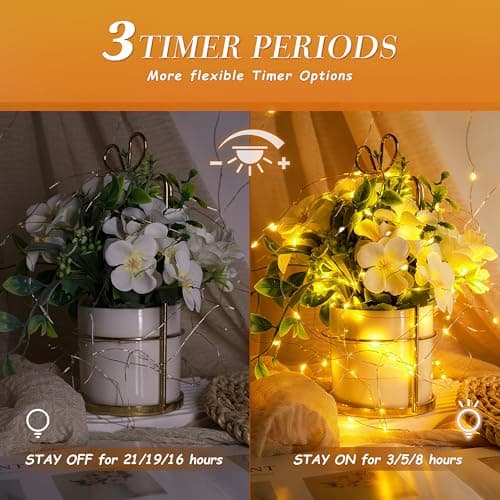 Fairy Lights Battery Operated - Rechargeable String Lights for Bedroom Dorm - LED Decorative Twinkle Light with Remote 8 Modes Hook - 16ft - Thumbnail 5