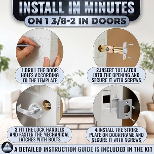 Commercial Door Handle With Lock – Vacant Occupied Bathroom Lock | 304 Stainless Steel, Visible From 50 Ft, Quick Install, L/R, for 1 3/8”–2” Doors | for Public Bathroom & Industrial Buildings - Thumbnail 5