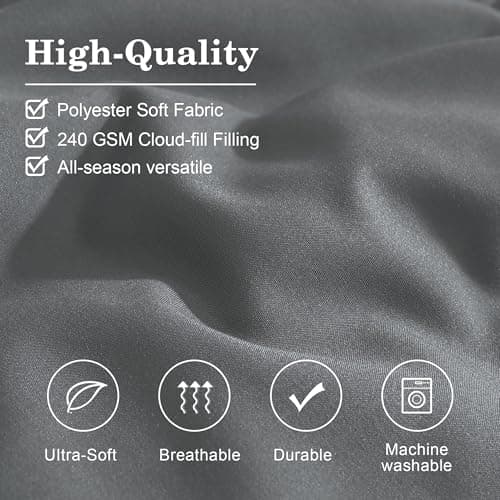 Monbix California King Size Comforter Set - 7 Pieces Bed in a Bag California King, Grey Bedding Sets with Comforter, All Seasons Comforter Bed Set with Sheets, Pillowcases & Shams - Thumbnail 6
