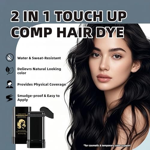 Temporary Hair Dye Comb for Gray Hair Coverage, Disposable Hair Color Stick with Precision Brush, Advanced Non-Irritating & Smudge-Proof Formula, Quick Root & Sideburn Touch-Up (light brown) - Thumbnail 2