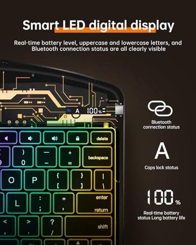 Clear Keyboard Case for iPad Air 13 Inch (M4/M3/M2, 2026/2025/2024) & iPad Pro 12.9 Inch (6th/5th/4th/3rd Gen), 7-Color Backlit Keyboard with Touchpad, 360° Rotating Stand, Pencil Holder, Black - Thumbnail 4
