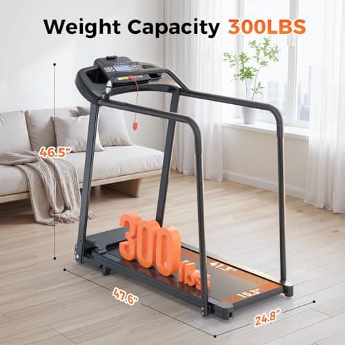 Lastforever Walking Treadmills with Extended Handrails, 2.5HP Quiet Motor, Heart Rate Monitor, 310 lbs Capacity, Treadmill for Seniors, Recovery & Home Jogging - Thumbnail 4