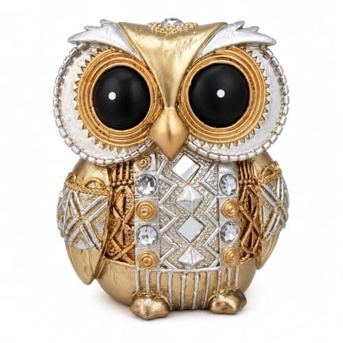 Edyocey Owl Figurines Home Decor - Gold Owl Statue for Shelf, Office Decor, Spiritual Gifts for Women, Bird Lovers ，Handcrafted Owl Sculpture with Gold Finish - Image 1