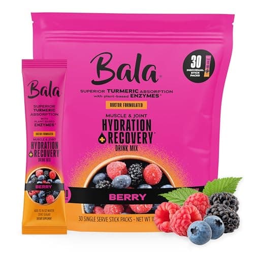 Bala Enzyme Hydration & Sugar Free Hydration Packets, Turmeric Drink Mix - May Contribute to Overall Wellness - Zero Sugar Electrolytes Powder Packets, Berry 0.25 oz. (30 Count) - Image 1