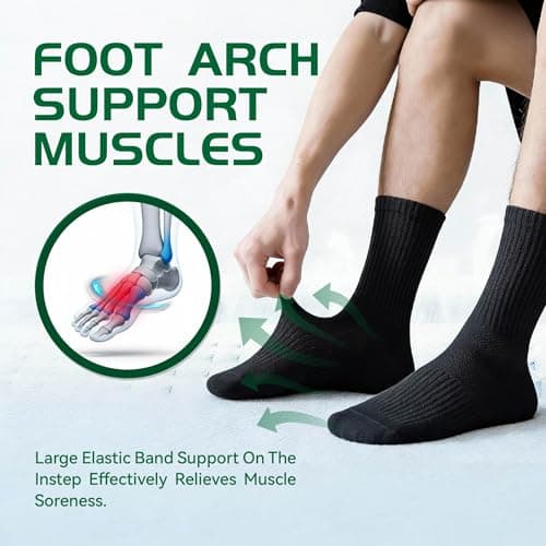 Ycets Black Socks for Women, Crew Socks for Men Cotton Athletic Moisture-Wicking Running Cushioned with Arch Support,1-Pairs Premium Trial Pack - Thumbnail 5