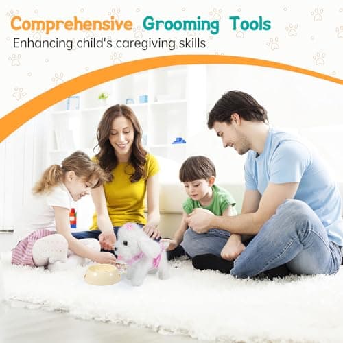 GOBRILLFUN Remote Control Robot Dog, Electronic Plush Puppy Dog Toy, Interactive Toys, Walks, Barks, Shake Tail, Stuffed Animal Gift for Girl and Boy Age 3-6 Year Old (White) - Thumbnail 3