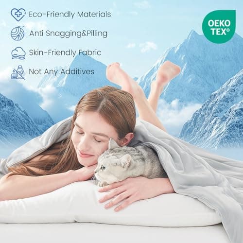 Topcee Cooling Comforter 60"x90"-Cooling Blanket Everlasting Cold Touch for Hot Sleepers-Q-max 0.35 Double-Sided Lightweight Design Summer Ice Blanket for Night Sweats-Grey Twin - Thumbnail 6