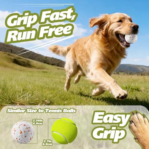 FOXMM E-TPU Dog Balls 3 Pack - Interactive Tennis Balls Alternative for Aggressive Chewers, Indestructible Chew Toys for Puppy Teething, Keep Dogs Busy, Suit for Large Medium Small Breed - Thumbnail 2