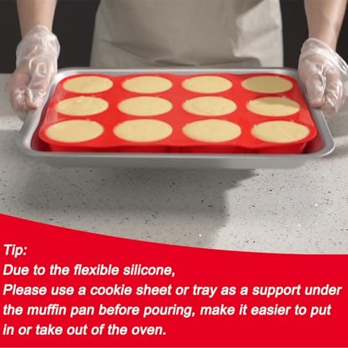 Redfly 2 Pack Silicone Muffin Pans for Baking & Cupcake Pan - 12 Cup Regular Size Silicone Molds, BPA Free Egg Bites Mold - Thumbnail 2