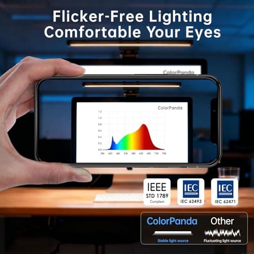 Colorpanda Monitor Light Bar, Fit for Curved/Flat Monitor, Eye-Care USB Reading LED Task Lamp with Touch Control, No Screen Glare Dimmable Desk Lamp Computer Monitor Light Bar for Screen Home Office - Thumbnail 4
