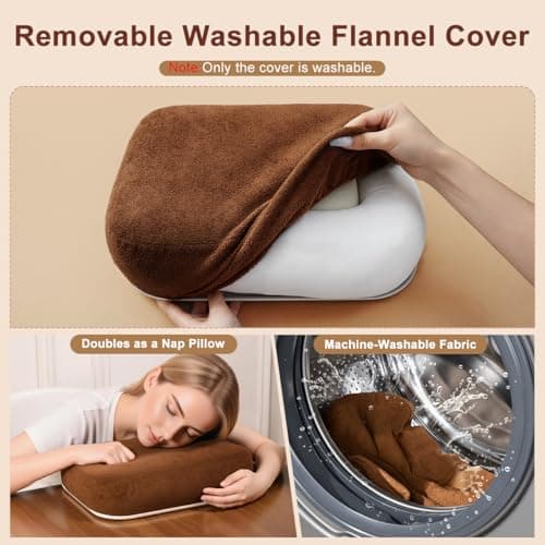 Tablet Pillow Stand with Snack Bowl, 360° Rotating Laptop Lap Desk for 4.7-13" Kindle/Tablet/Phone, 11-15" Laptop, Pillow Kindle Holder for Hands-Free Reading in Bed, Couch,Floor Etc-Wood Grain - Thumbnail 6