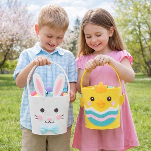 Easter Basket for Kids, Large Cute Animal Gift Basket with Premium Packaging for Egg Hunt, Candy & Toy Gifts, Nursery Toy Storage, Photo Prop & Spring Decorations(Yellow Chick) - Thumbnail 3