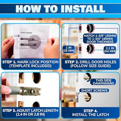 Set of 2 Mobile Home Door Knobs – Includes Keyed Entry Lock & Interior Knob, Rust-Proof 304 Stainless Steel, Copper & Iron Alloy, Mobile Home Exterior Door Knobs – Smooth-Turn Lock & Easy Installation - Thumbnail 6