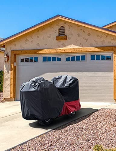 KEMIMOTO Heavy Duty 420D Motorcycle Cover Fits Side Top Box Waterproof Outdoor Compatible with Touring, Touring Ultra Limited Road King Street Glide Road Glide All Weather Dust Sunlight Rain Cover - Thumbnail 6