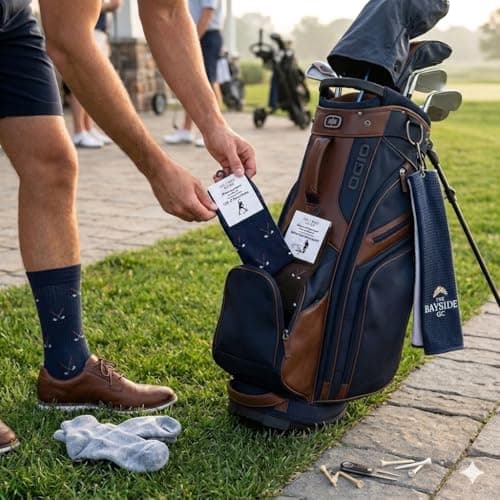 Frepstudio Funny Golf Socks for Men - 2 Pairs Pack Crew Socks - Golfing Gift for Dad Grandpa Husband, Humor Christmas Birthday Father's Day Gag Gifts, Size 9-12 - Thumbnail 3
