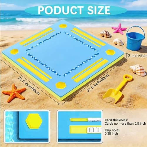 Floating Mahjong Table for Pool, 2-IN-1 Waterproof Floating Game Table for Mahjong Card Games Dominoes Poker, Adults Floating Board Pool Game Tray for Hot Tub Lake Beach Summer Pool Party Gift - Thumbnail 2